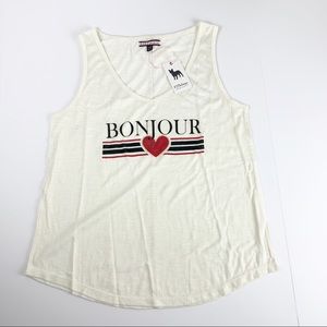 NWT PJ SALVAGE Bonjour Cream tank M